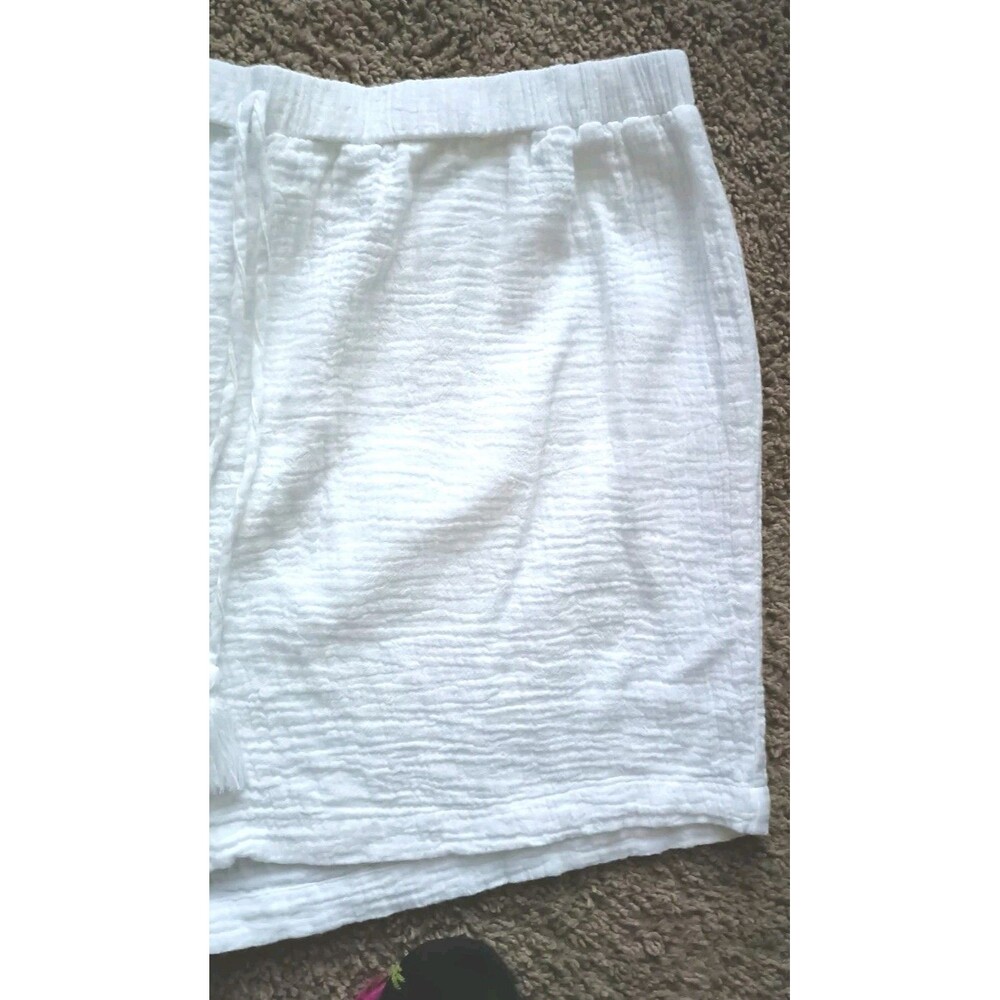 Japna Sleep Shorts Size XL Cotton White Drawstring Crinkled Sleepwear Coastal - Picture 4 of 4